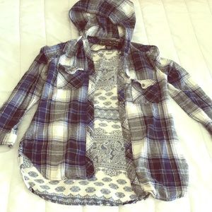 Blue and White Flannel with Back Design